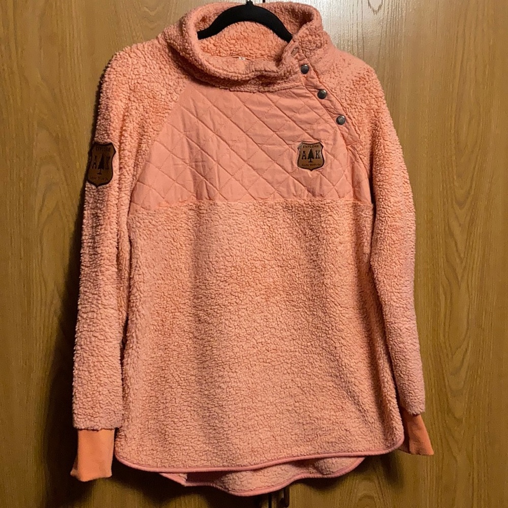 —Large Pink Alaska Chicks Pullover with Snap Button Closure